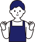 ガッツポーズをした男性スタッフのイラスト